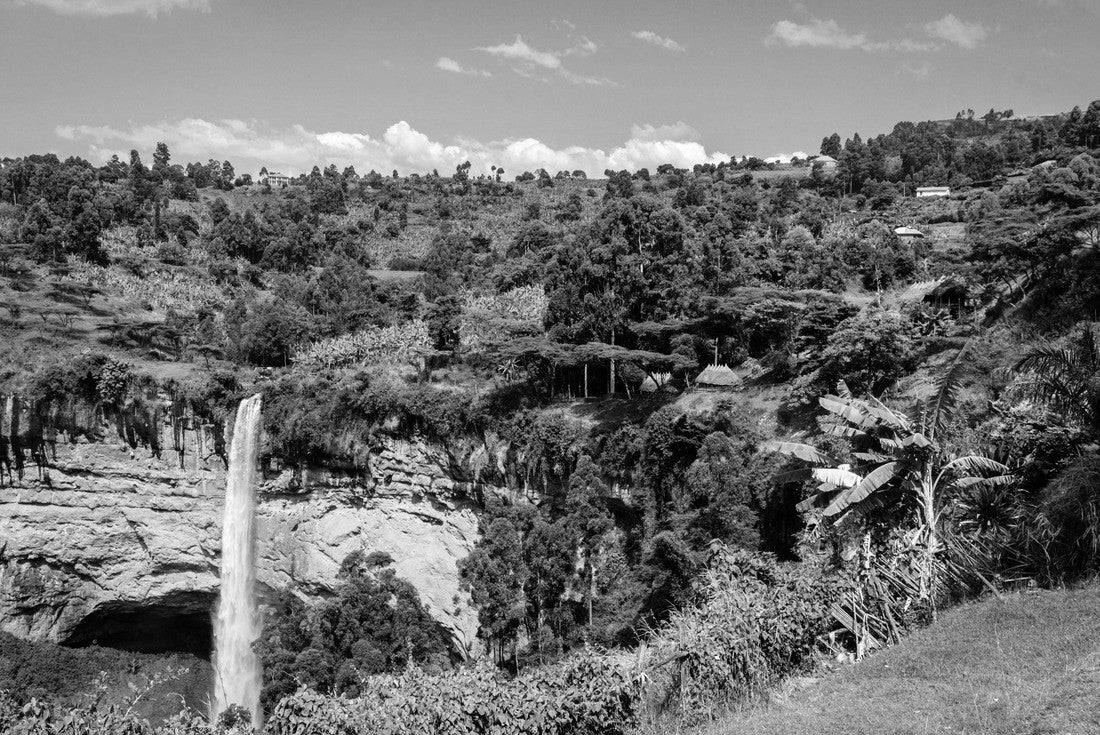 The third waterfall of the famous Sipi falls in Uganda 2000pc PuzzleBlack and White