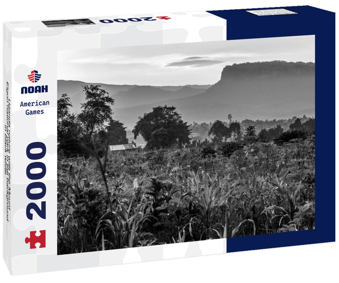 Noah Jigsaw Puzzle Uganda nature with the Mount Elgon national park in the background in black white 2000 pieces