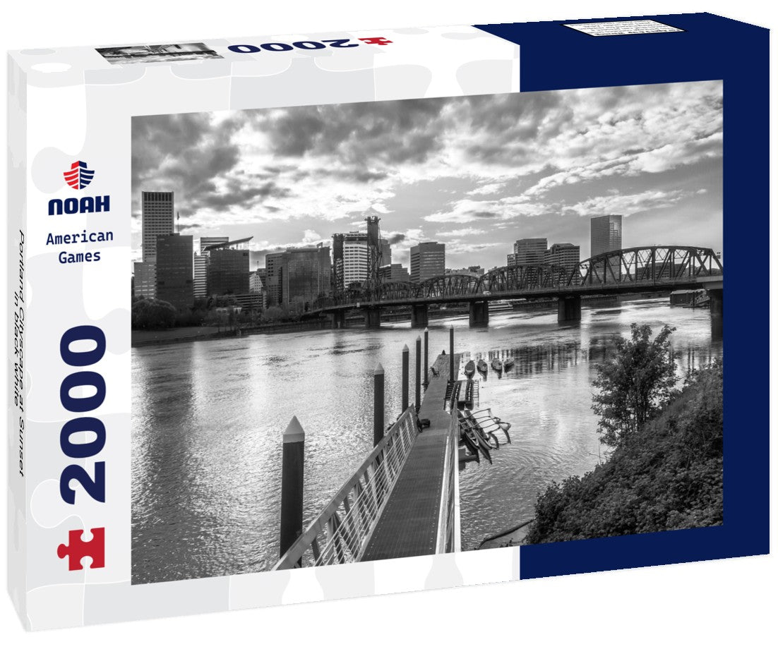 Portland Cityscape at Sunset 2000pc PuzzleBlack and White