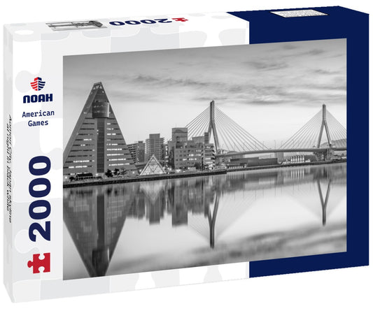 Noah Jigsaw Puzzle Aomori City, Japan skyline at night in black white 2000 pieces
