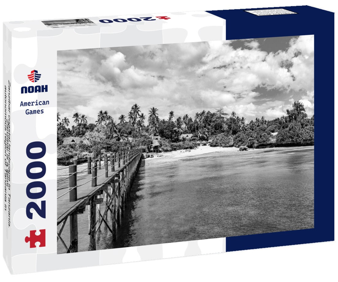 Zanzibar coastal landscape in Tanzania. Zanzibar is a semi-autonomous region of Tanzania in East Africa 2000pc PuzzleBlack and White