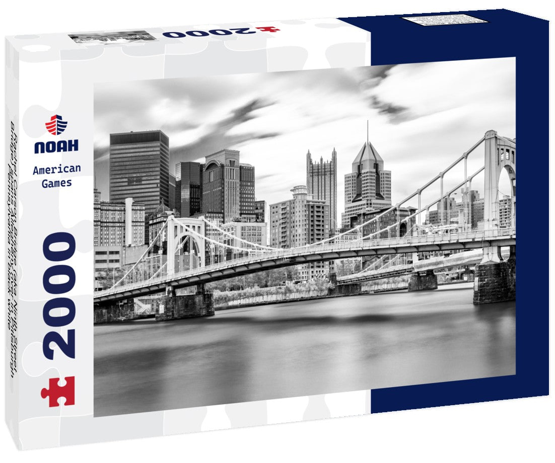 Rachel Carson Bridge (aka Ninth Street Bridge) spans Allegheny river in Pittsburgh, Pennsylvania 2000pc PuzzleBlack and White