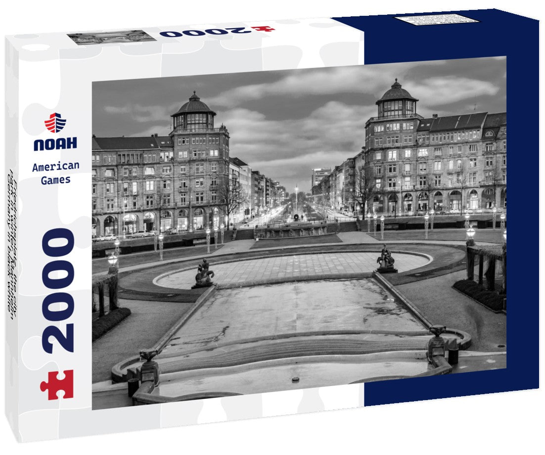 Friedrichsplatz, the city park in winter, Mannheim, Germany 2000pc PuzzleBlack and White