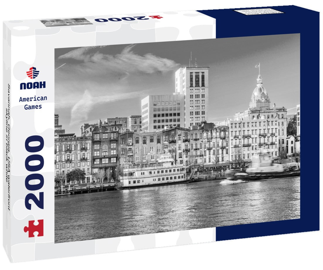 Savannah, Georgia, USA waterfront skyline 2000pc PuzzleBlack and White