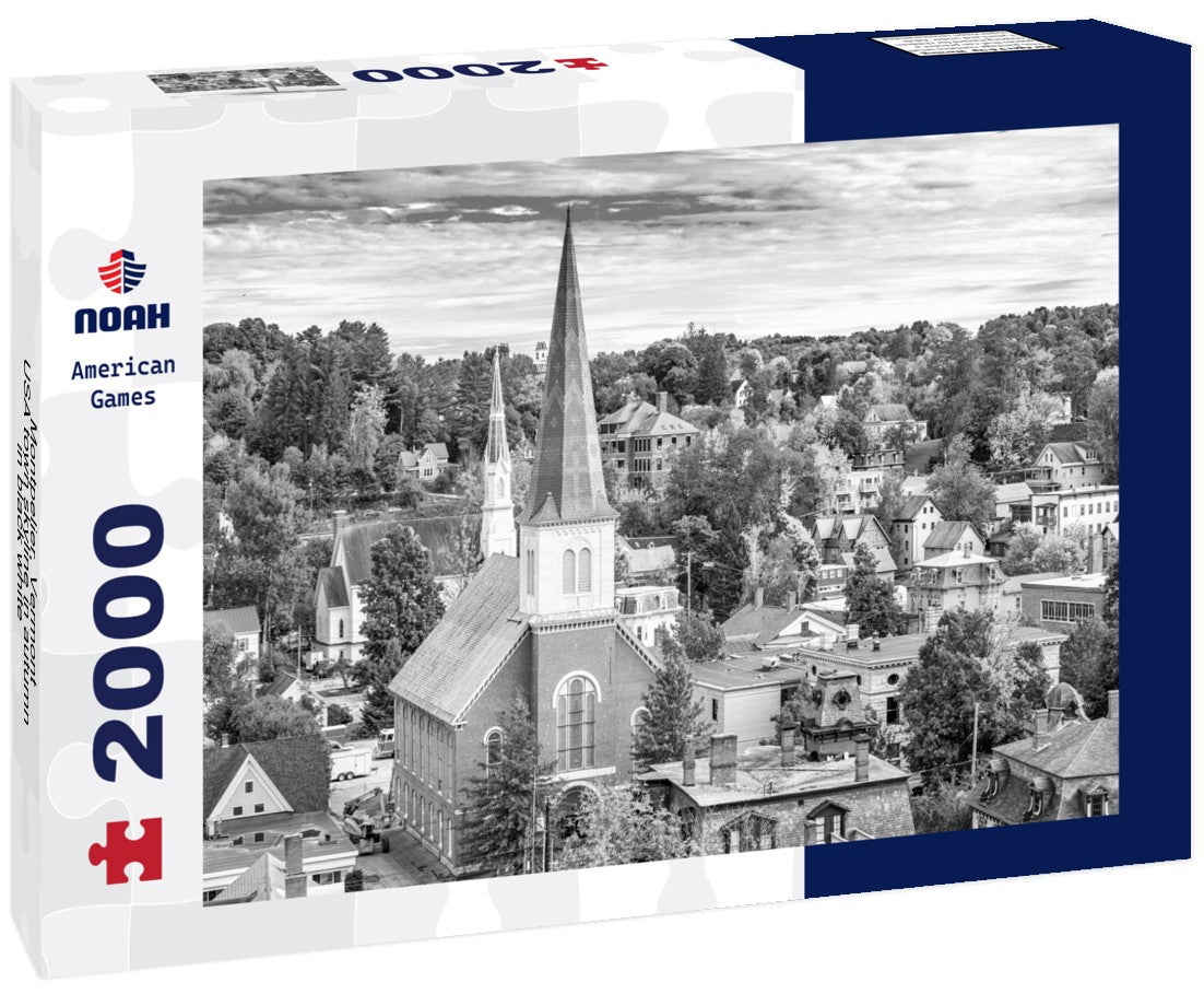 Montpelier, Vermont, USA town skyline in autumn 2000pc PuzzleBlack and White