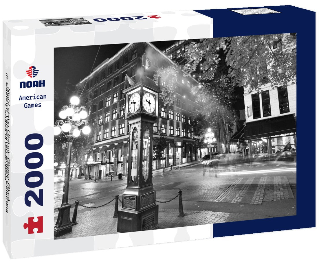 Night vision Historic Steam Clock in Gastown Vancouver, British Columbia, Canada 2000pc PuzzleBlack and White