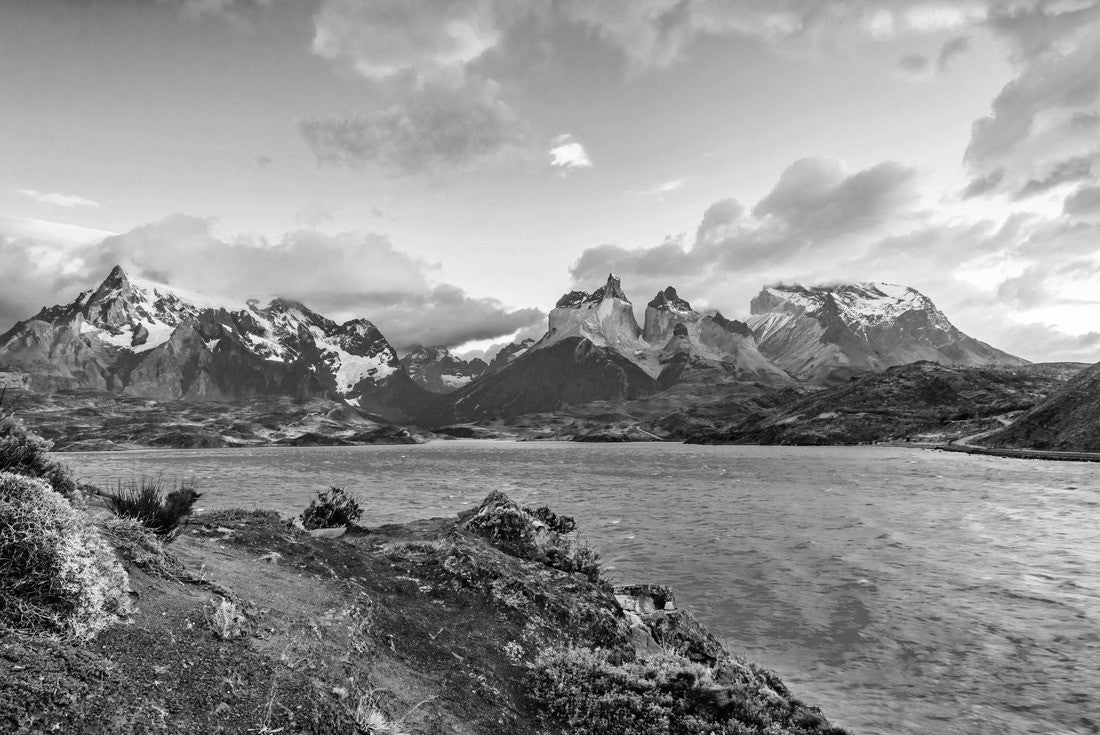 Noah Jigsaw Puzzle Torres del Paine over Lake Pehoe, Patagonia, Chile - Southern Patagonian Ice Field, Magellanic Region, South America in black white 2000 pieces