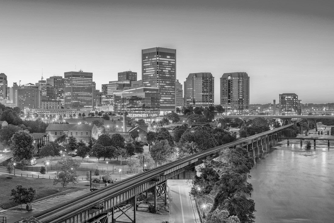 Richmond, Virgina, USA downtown skyline 2000pc PuzzleBlack and White