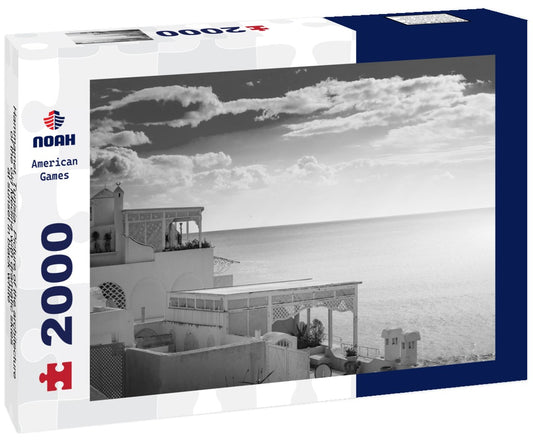 Noah Jigsaw Puzzle Hammamet, Tunisia. Picture of the architecture of the old Medina with dramatic skies at sunset in black white 2000 pieces
