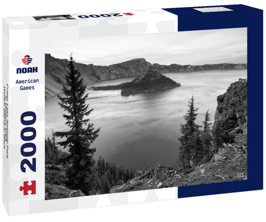 Noah Jigsaw Puzzle Crater Lake National Park in Oregon, USA - Wizard Island in black white 2000 pieces