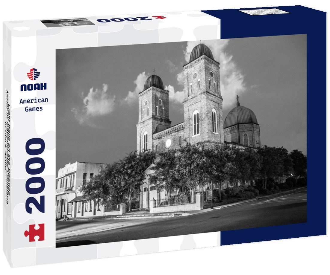 Light trails on the Basilica Minor in Natchitoches Louisiana 2000pc PuzzleBlack and White
