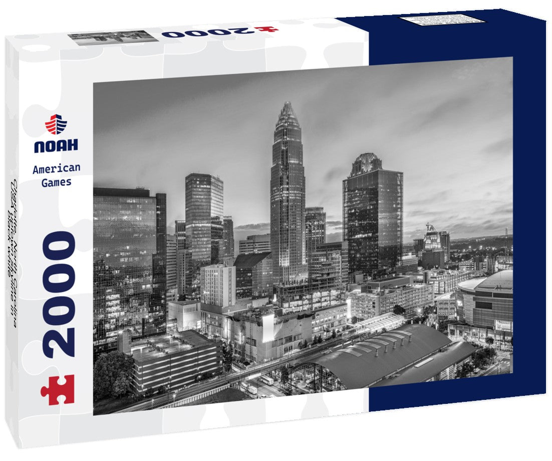 Charlotte, North Carolina, USA uptown skyline 2000pc PuzzleBlack and White