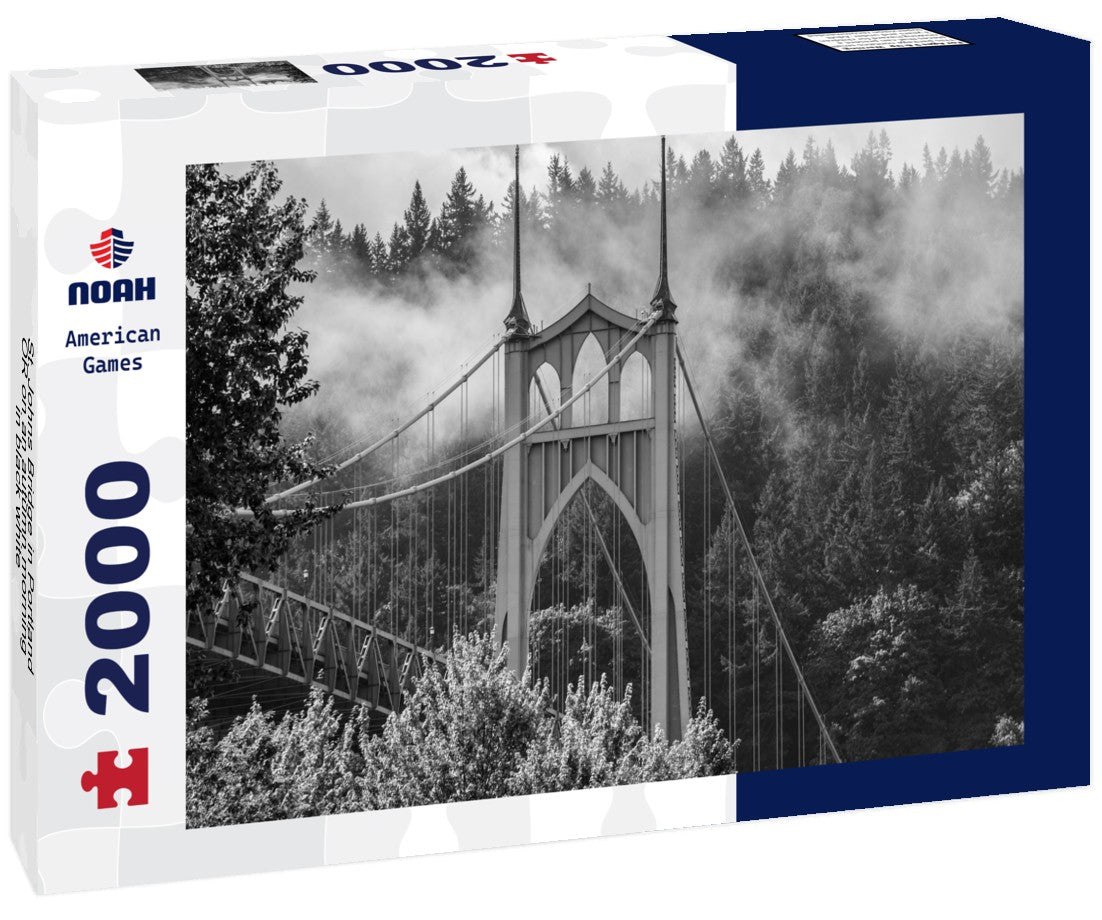 St. Johns Bridge in Portland, OR on an autumn morning 2000pc PuzzleBlack and White