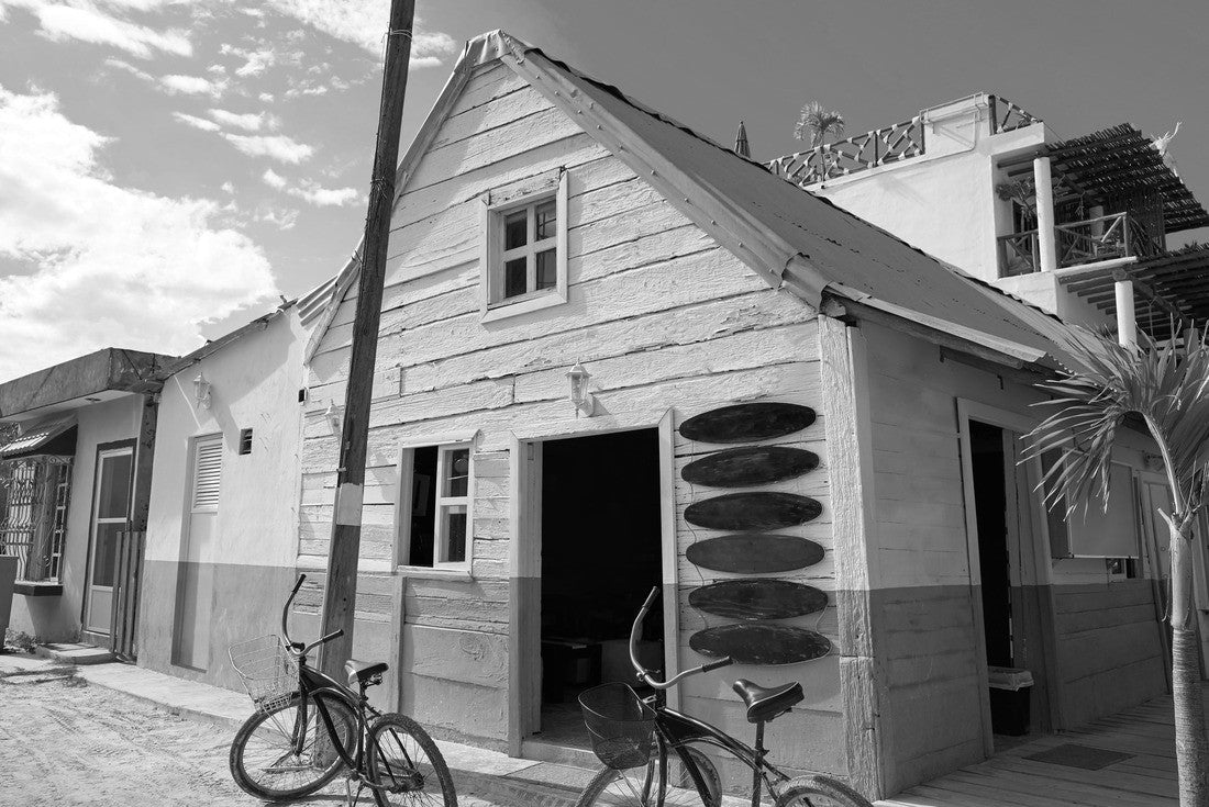 Holbox Island colorful Caribbean houses in Quintana Roo of Mexico 2000pc PuzzleBlack and White