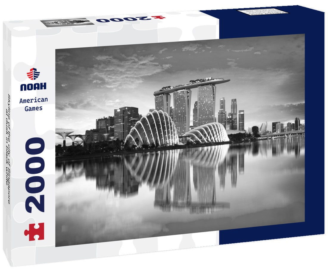 Noah Jigsaw Puzzle Skyline of the city of Singapore at dusk in black white 2000 pieces