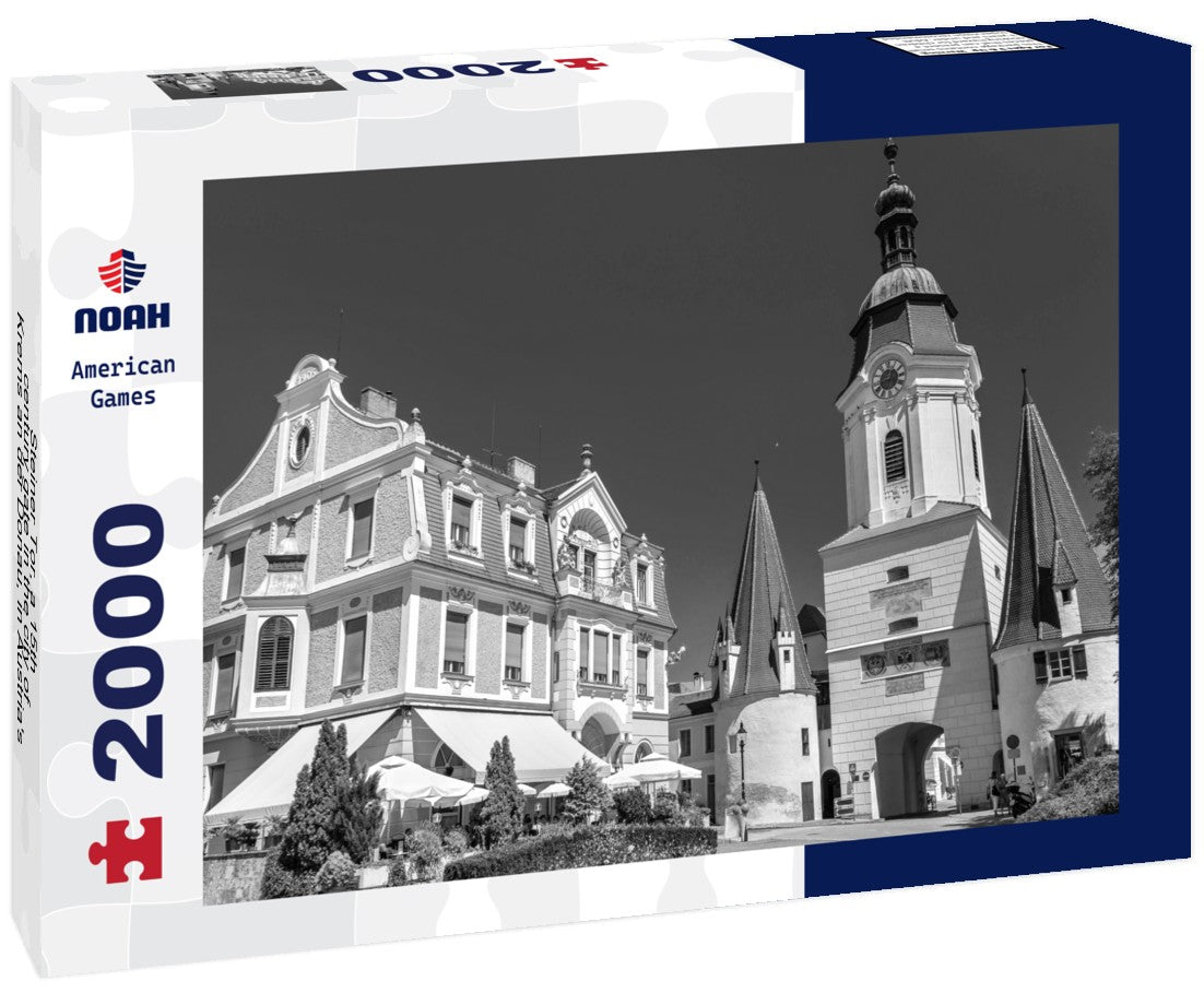 Steiner Tor, a 15th-century gate in the city of Krems an der Donau, in Austria's Wachau Valley 2000pc PuzzleBlack and White