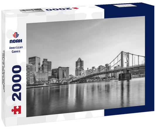 Noah Jigsaw Puzzle Pittsburgh, Pennsylvania, USA city skyline on the river in black white 2000 pieces