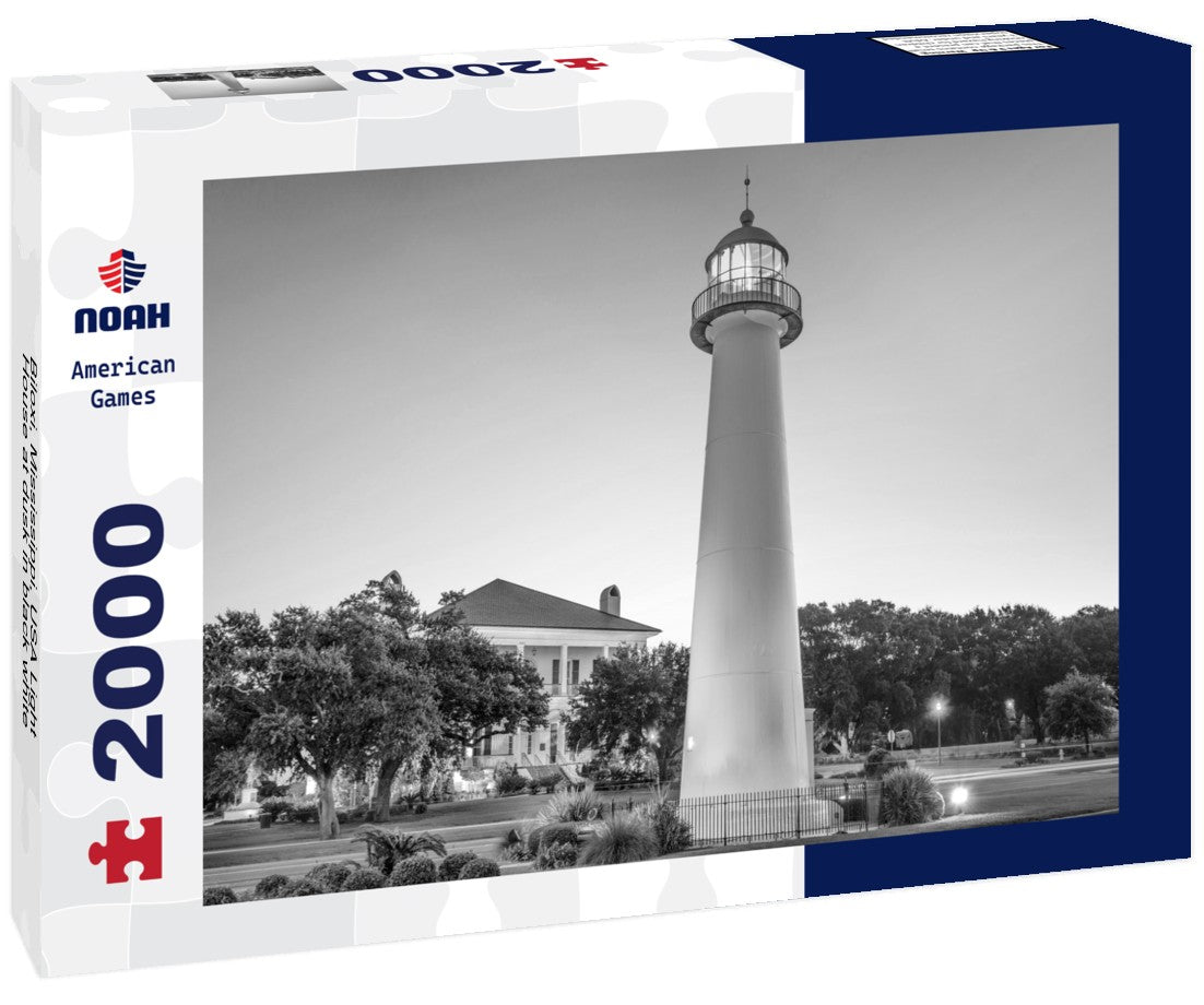 Biloxi, Mississippi, USA Light House at dusk 2000pc PuzzleBlack and White