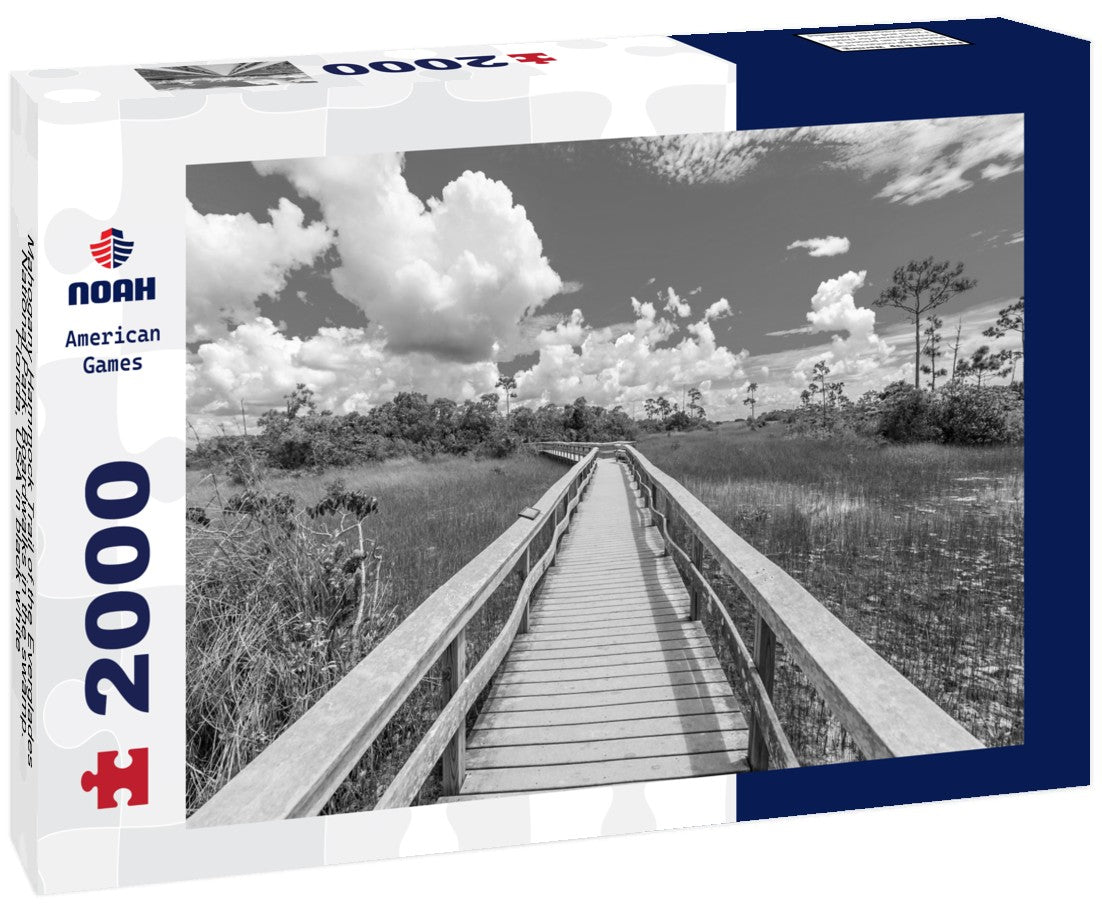 Noah Jigsaw Puzzle Mahogany Hammock Trail of the Everglades National Park. Boardwalks in the swamp. Florida, USA in black white 2000 pieces