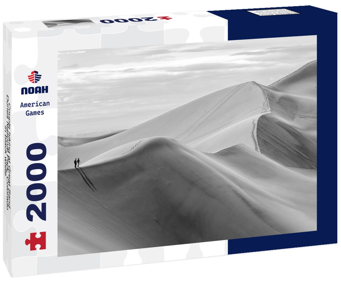 Noah Jigsaw Puzzle Couple hiking at Great Sand Dunes National Park, Colorado in black white 2000 pieces