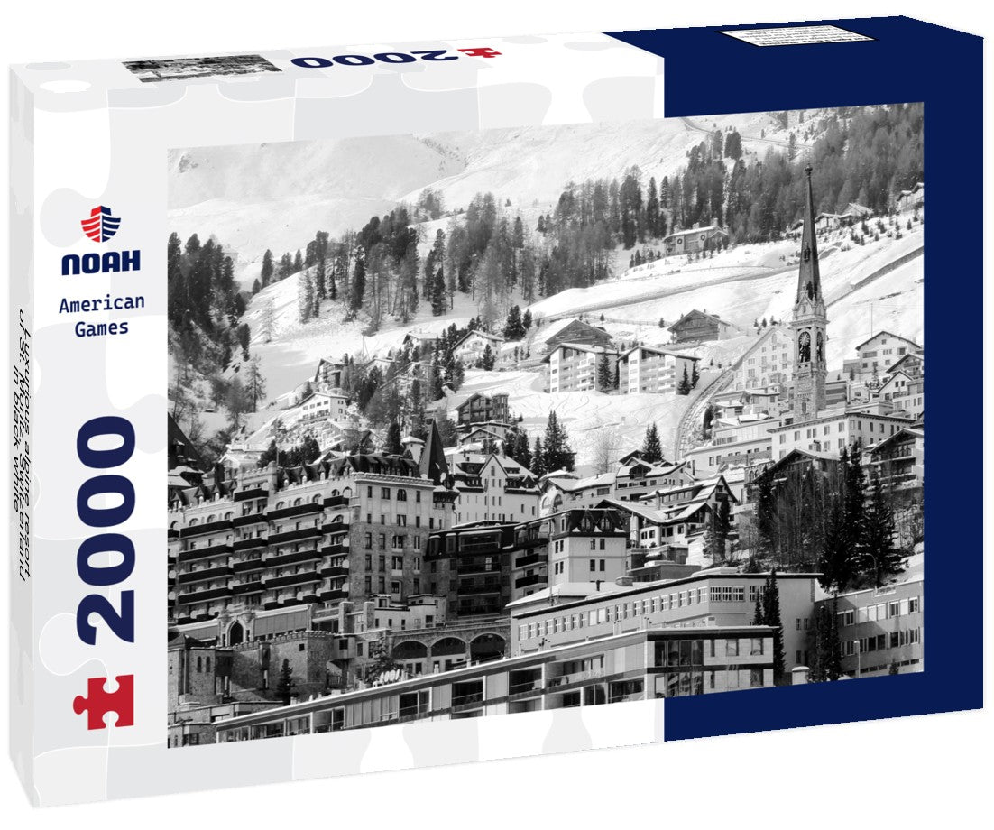 Luxurious alpine resort of St. Moritz, Switzerland 2000pc PuzzleBlack and White