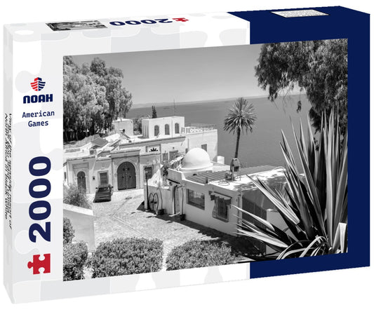 Noah Jigsaw Puzzle View of the seaside resort of Sidi Bou Said. Tunisia, North Africa in black white 2000 pieces