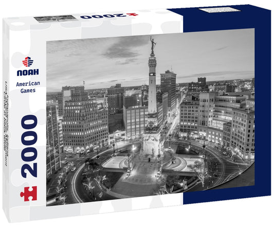 Noah Jigsaw Puzzle Indianapolis, Indiana, USA skyline over Monument Circle in black white 2000 pieces