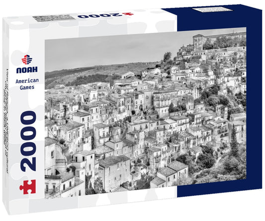 Noah Jigsaw Puzzle View of Ragusa, a UNESCO cultural city on the Italian island of Sicily in black white 2000 pieces