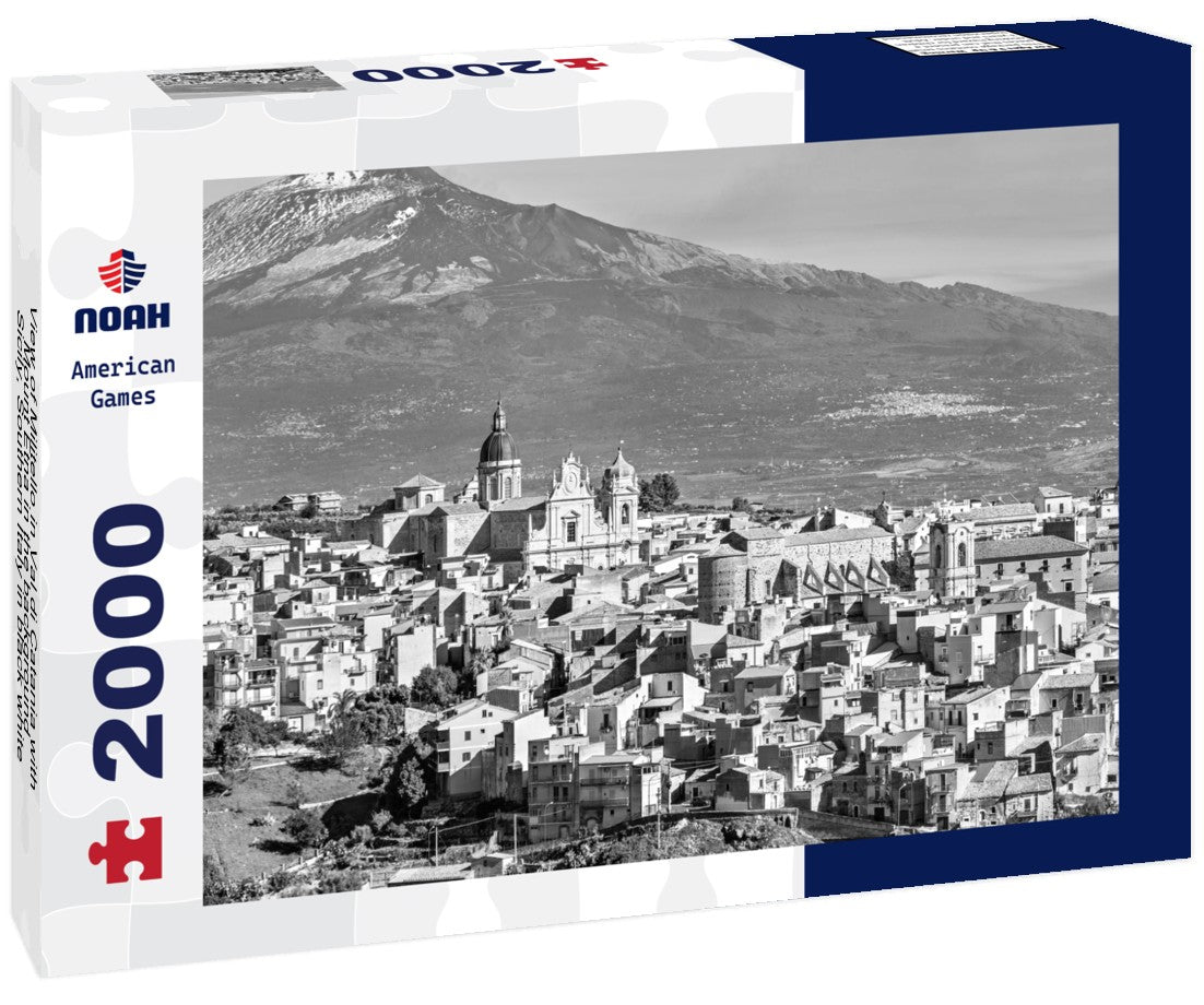 Militello in Val di Catania with Mount Etna in the background - Sicily, Southern Italy 2000pc PuzzleBlack and White
