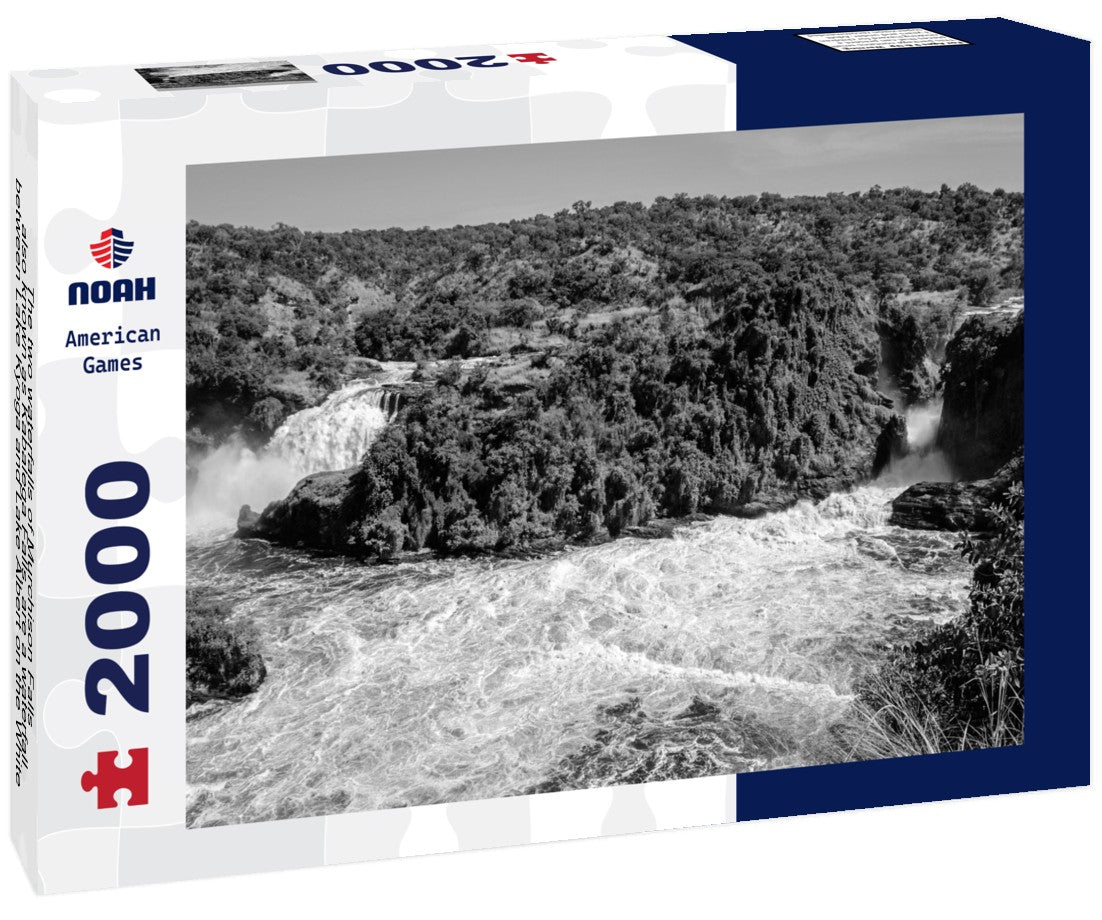The two waterfalls of Murchison Falls, also known as Kabalega Falls, are a waterfall between Lake Kyoga and Lake Albert on the White Nile River in Uganda 2000pc PuzzleBlack and White