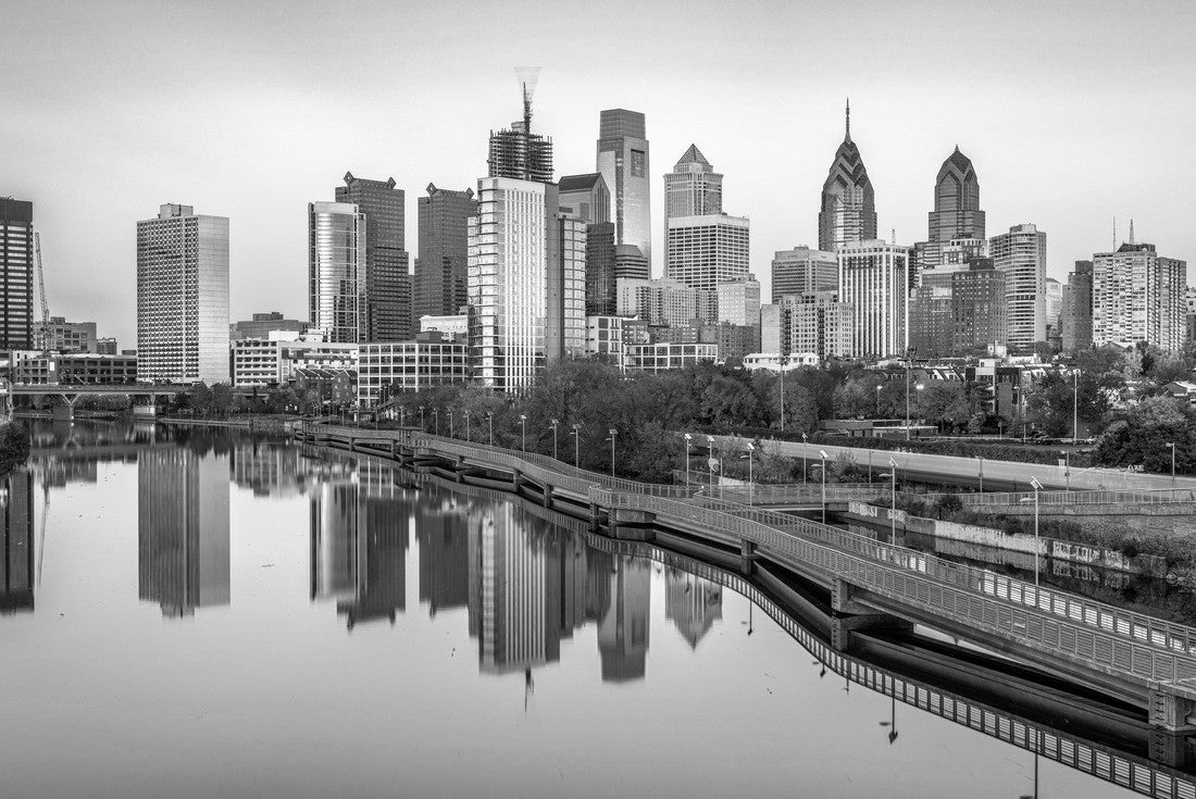 Noah Jigsaw Puzzle Philadelphia, Pennsylvania, USA skyline in the city center at dusk on the Schuylkill River in black white 2000 pieces