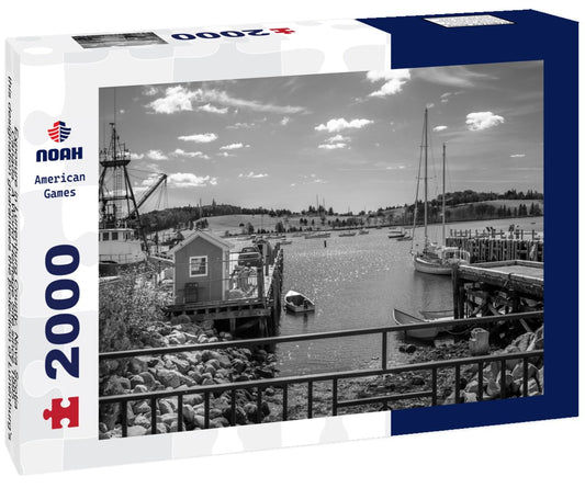 Noah Jigsaw Puzzle Exposure in Lunenburg County, Nova Scotia, Canada. A World Heritage Site since 1995, this designation guarantees the protection of Lunenburg's unique architecture and civil design in black white 2000 pieces
