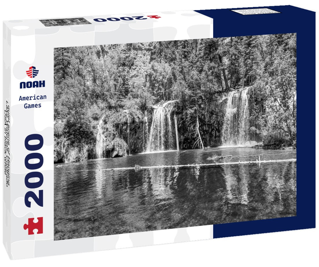 Noah Jigsaw Puzzle quiet scene of Hanging Lake Waterfall, Colorado, USA in black white 2000 pieces
