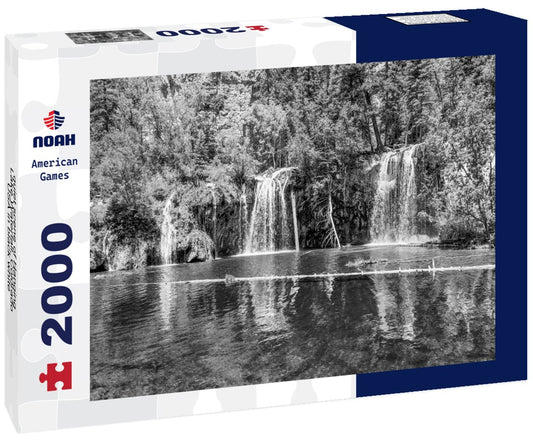 Noah Jigsaw Puzzle quiet scene of Hanging Lake Waterfall, Colorado, USA in black white 2000 pieces