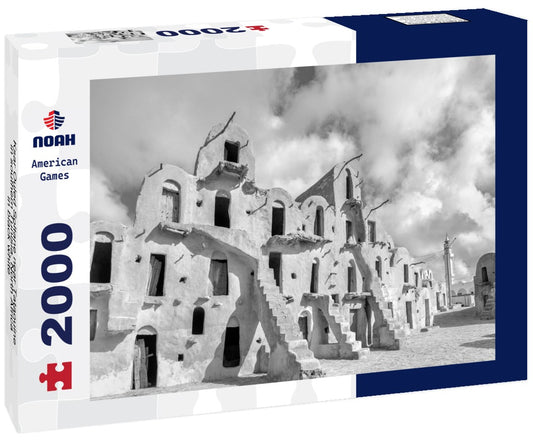Noah Jigsaw Puzzle Ksar Ouled Soltane near Tataouine in southern Tunisia. North Africa in black white 2000 pieces