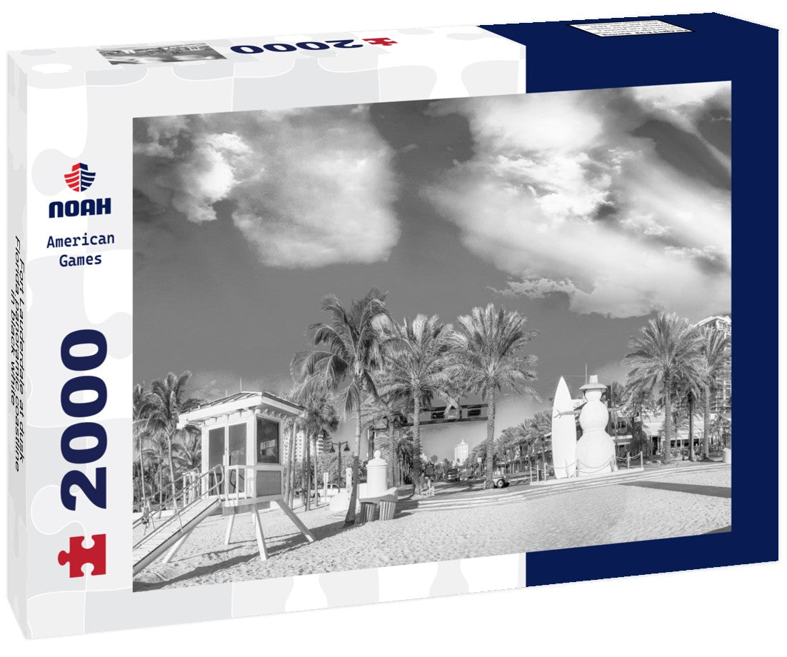 Fort Lauderdale at dusk, Florida coastline 2000pc PuzzleBlack and White