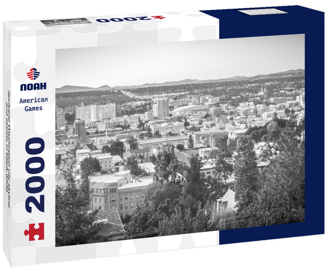 Noah Jigsaw Puzzle Spokane Washington city skyline and streets in black white 2000 pieces