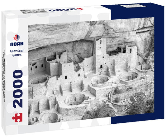Noah Jigsaw Puzzle Cliff dwellings in Mesa Verde National Parks, Colorado, USA in black white 2000 pieces