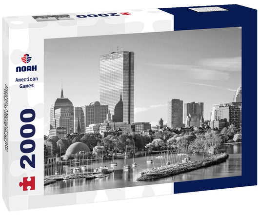 Noah Jigsaw Puzzle Boston, Massachusetts, USA City Skyline at the river in black white 2000 pieces