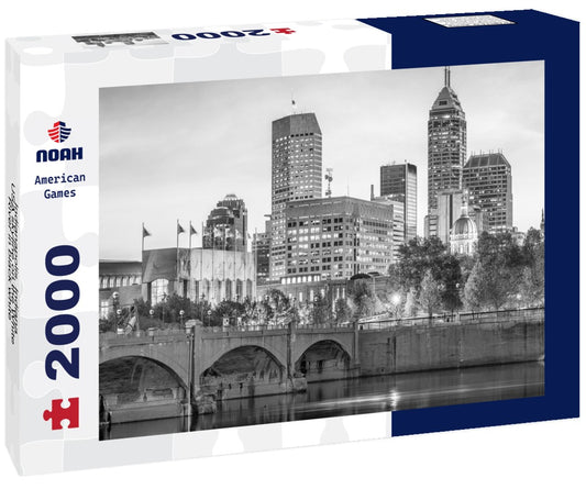 Noah Jigsaw Puzzle Indianapolis, Indiana, USA skyline on the White River in black white 2000 pieces