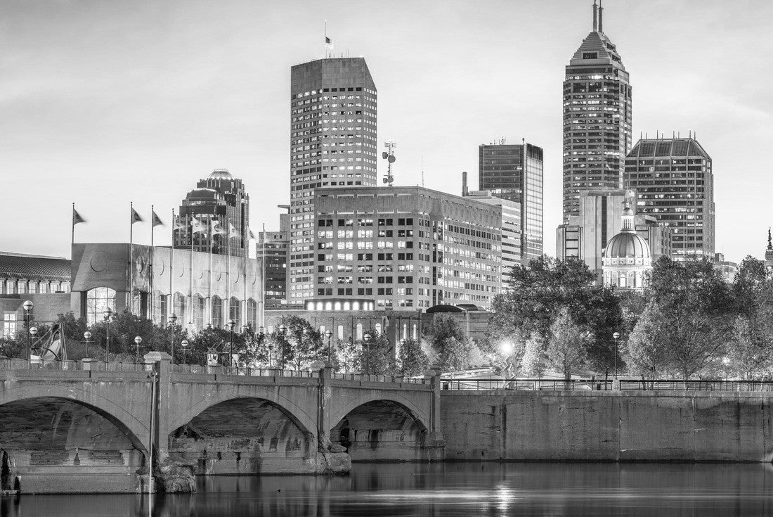 Noah Jigsaw Puzzle Indianapolis, Indiana, USA skyline on the White River in black white 2000 pieces