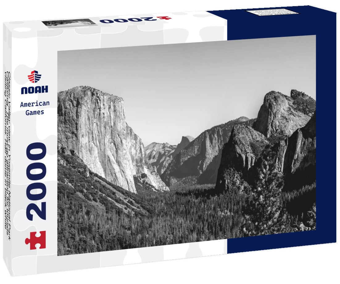 Noah Jigsaw Puzzle Classic Valley view in Yosemite National Park, California. The must-go attraction for tourists visiting California. Half dome in black white 2000 pieces