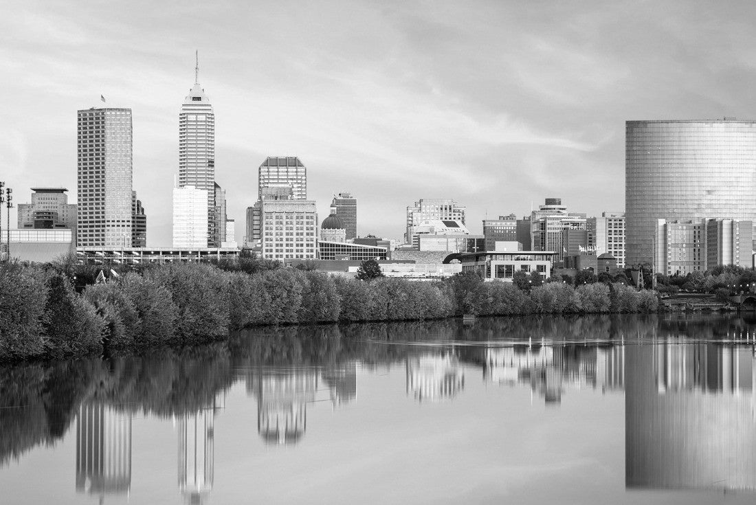 Noah Jigsaw Puzzle Indianapolis, Indiana, USA Skyline at White River in black white 2000 pieces