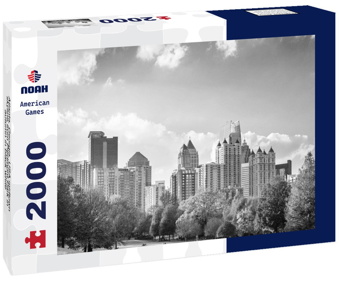 Atlanta, Georgia, USA midtown skyline from Piedmont Park in autumn 2000pc PuzzleBlack and White