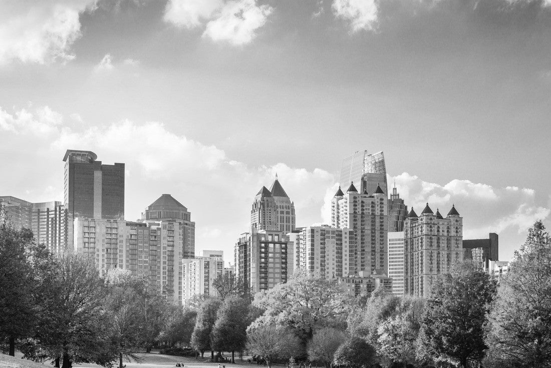 Atlanta, Georgia, USA midtown skyline from Piedmont Park in autumn 2000pc PuzzleBlack and White