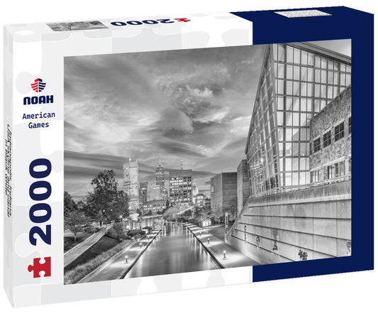 Noah Jigsaw Puzzle Indianapolis, Indiana, USA skyline and canal in black white 2000 pieces