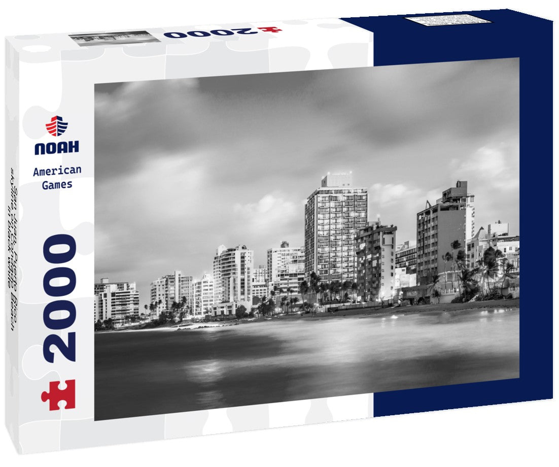 San Juan, Puerto Rico skyline on Condado Beach 2000pc PuzzleBlack and White