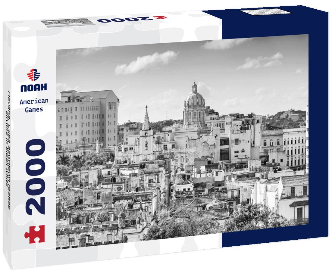 Havana, Cuba downtown rooftop skyline 2000pc PuzzleBlack and White