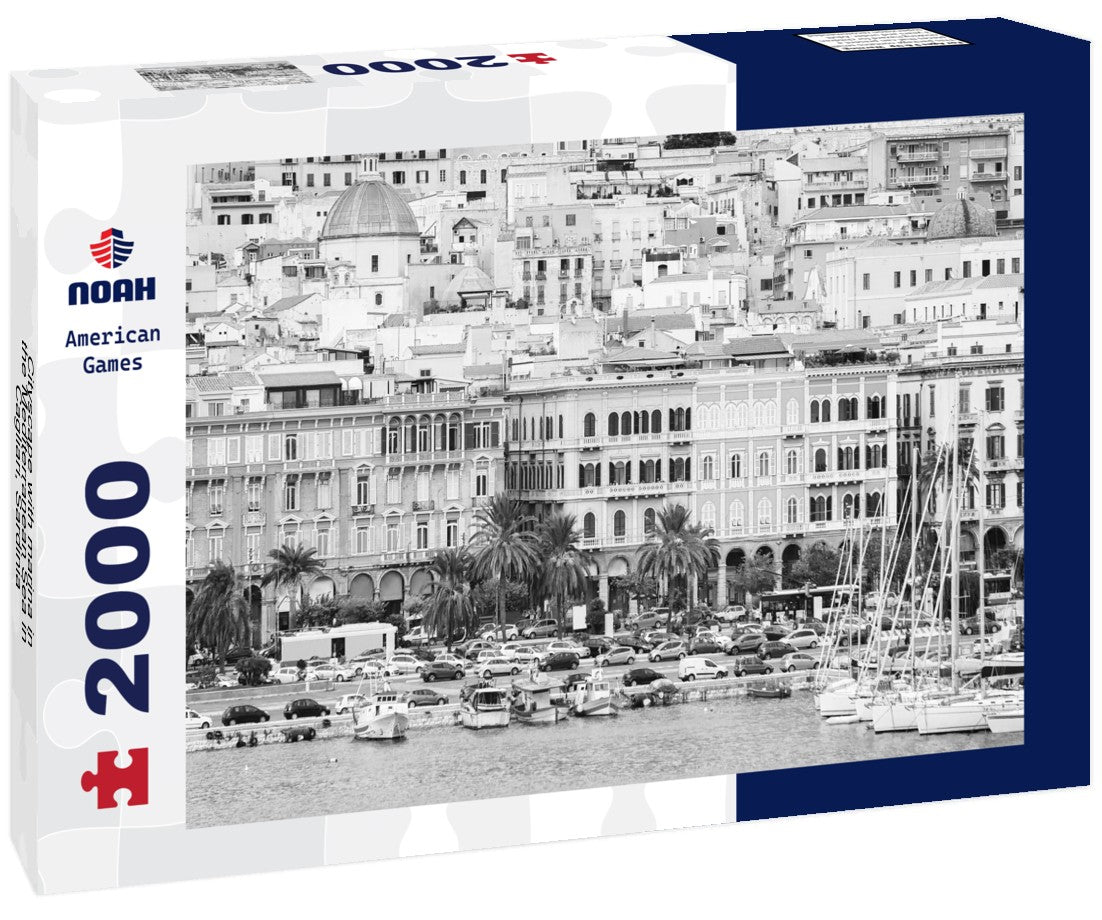 Cityscape with marina in the Mediterranean Sea in Cagliari, Sardinia, Italy 2000pc PuzzleBlack and White