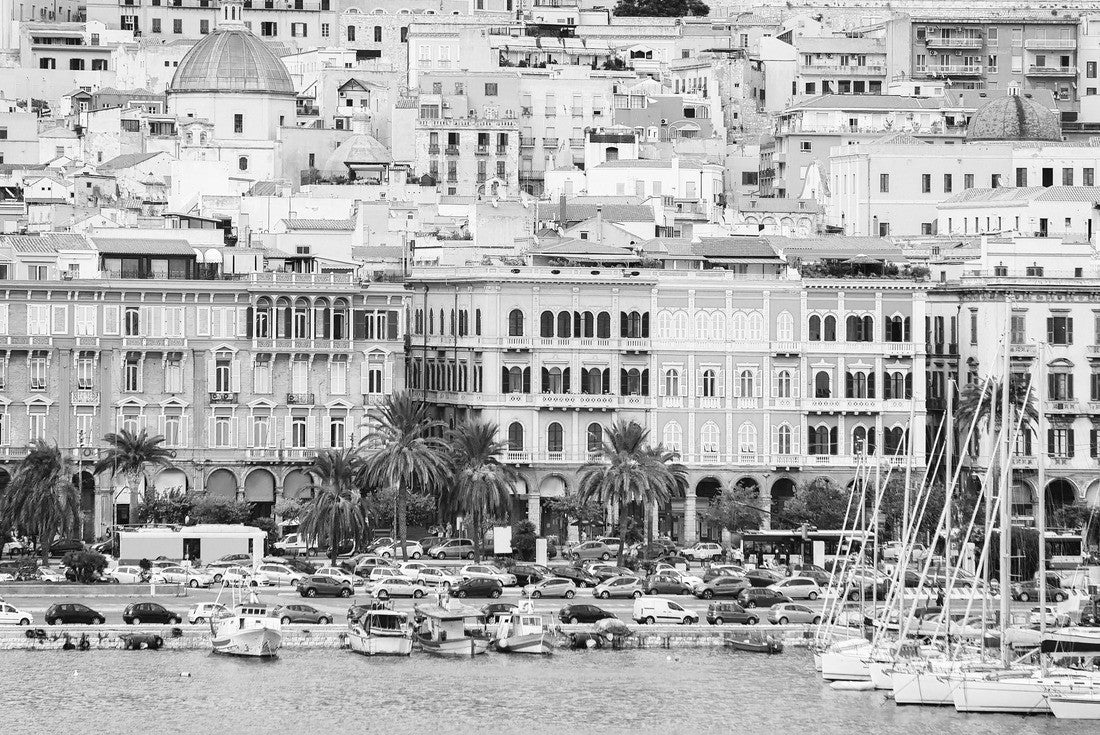 Cityscape with marina in the Mediterranean Sea in Cagliari, Sardinia, Italy 2000pc PuzzleBlack and White